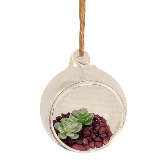 Clear Glass Hanging Ball, Orbs, Ornaments With Jute Twine For Decor Set Of 3 - Picture 4 of 12